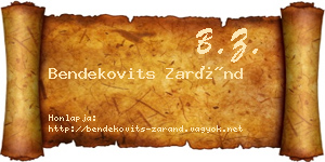 Bendekovits Zaránd névjegykártya